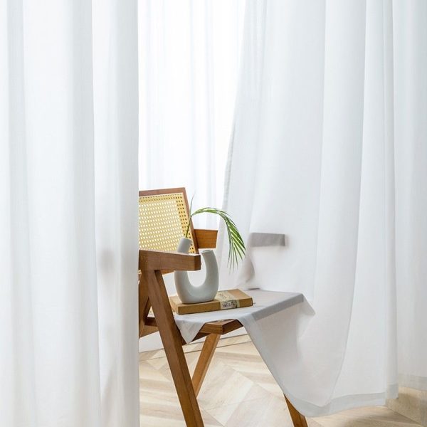 White Sheer Gauze Curtain
